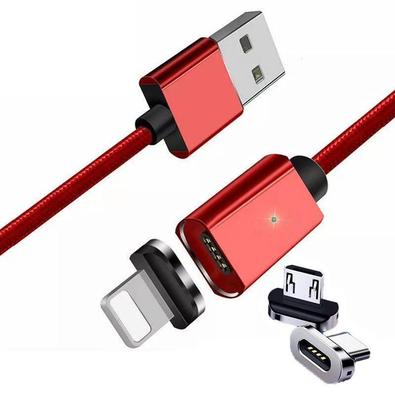 Red Essager Magnetic Fast Charging Data Usb Cable For Micro Type C Iphone-1