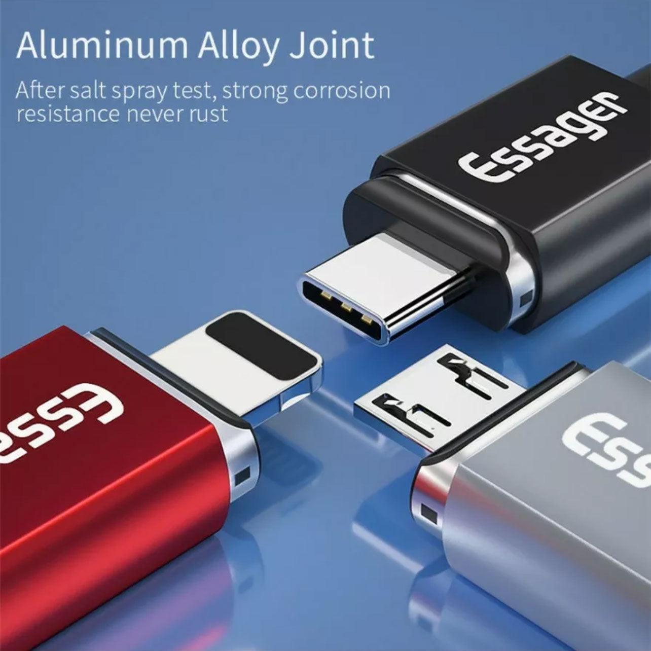 Red Essager Magnetic Fast Charging Data Usb Cable For Micro Type C Iphone-2