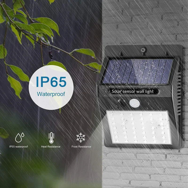 NNEOBA Solar-Powered Outdoor Motion Sensor LED Wall Light(2pcs)