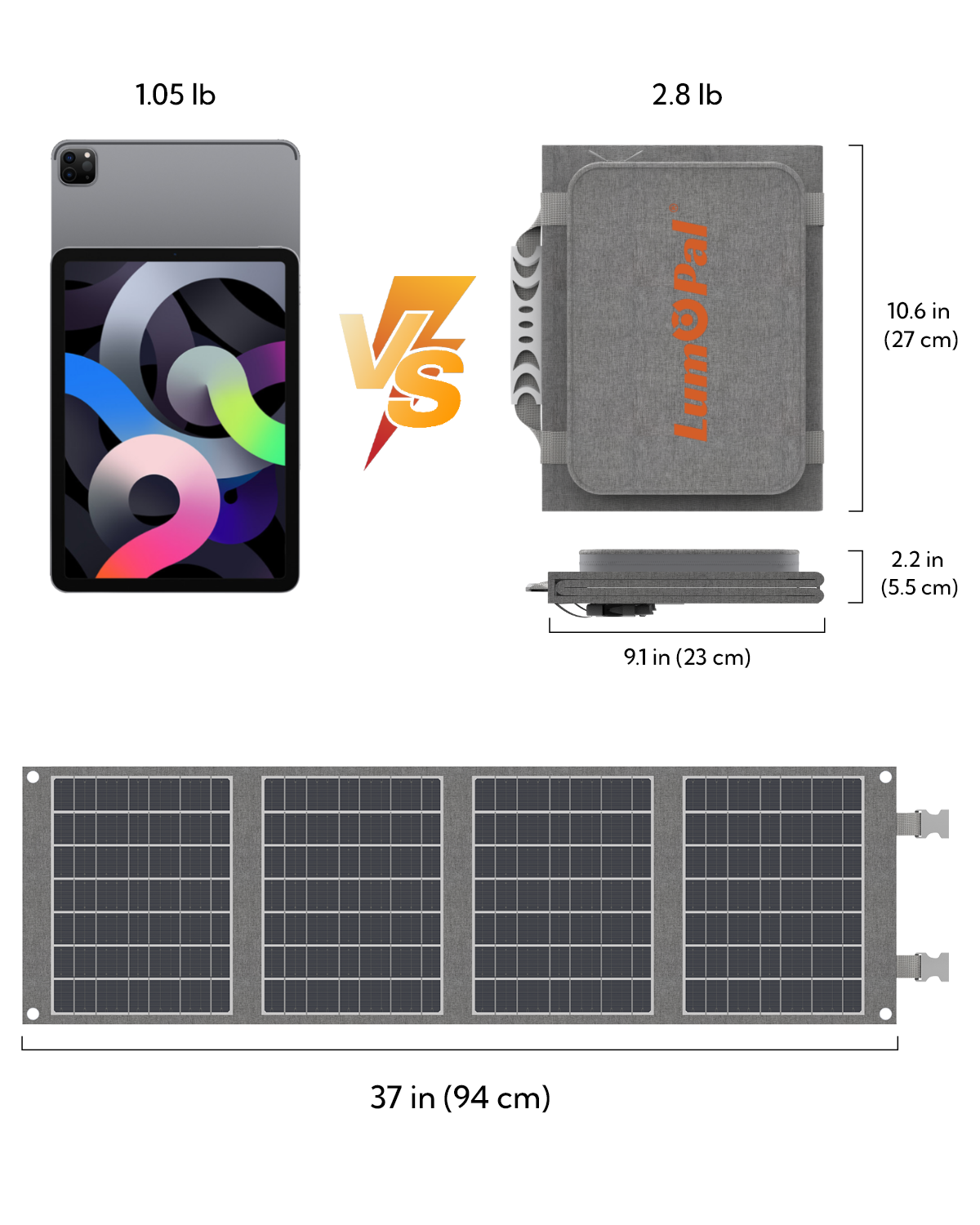 LUM Solar 40 Portable Solar Panel-Gray-1