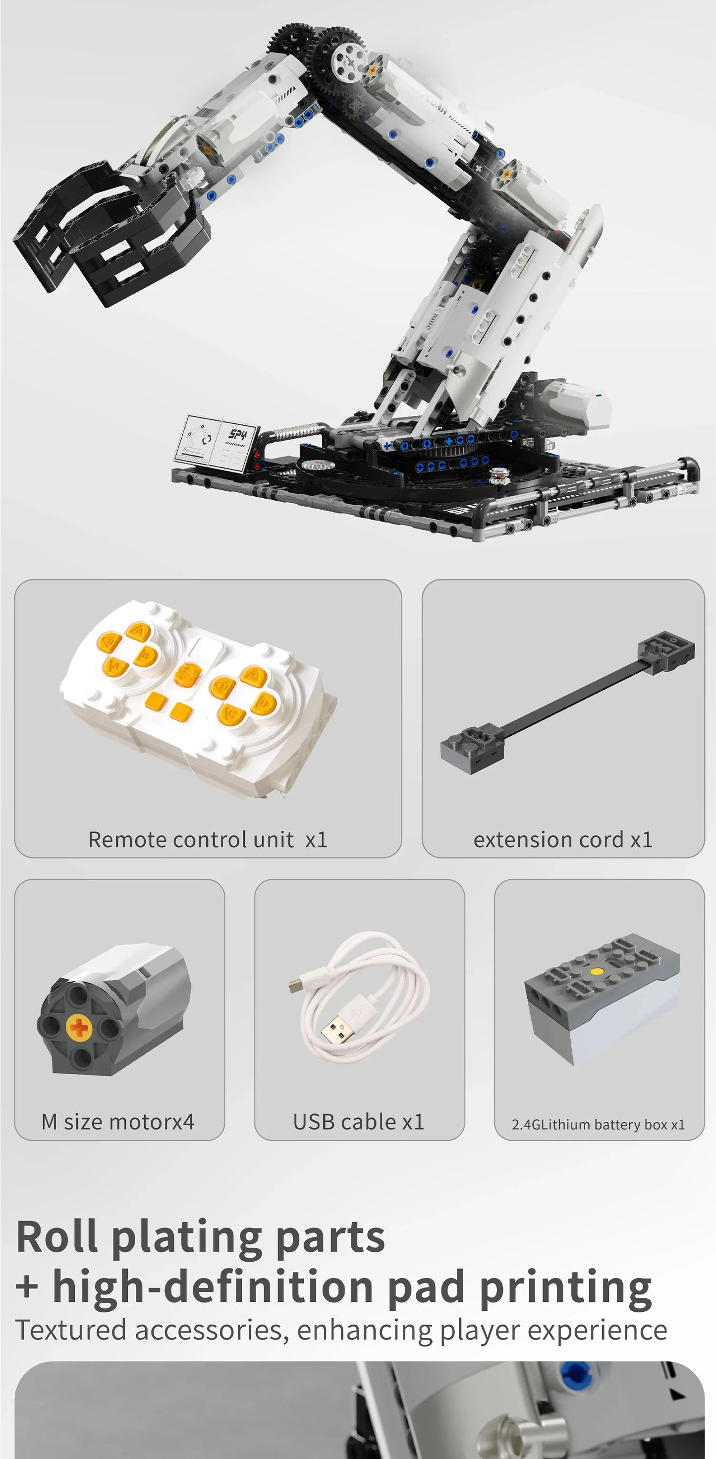 1029PCS Robotic Arm Building Blocks Set Remote Mechanical Arm Model Bricks Desktop Decoration Diy Toys For Kids Holiday Gifts