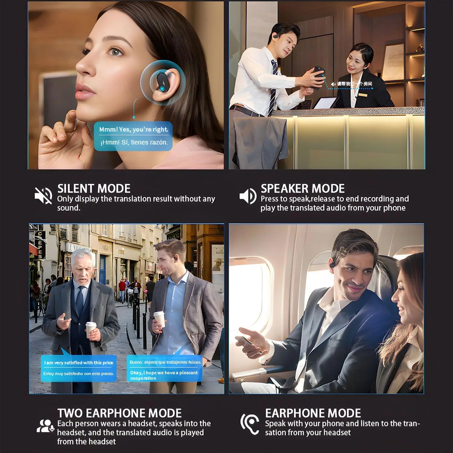 2025New AI Translator Earbuds Real-Time 2-Way 144+ Languages, Bluetooth headset 5.4, for Travel/Business/Learning , iOS/Android
