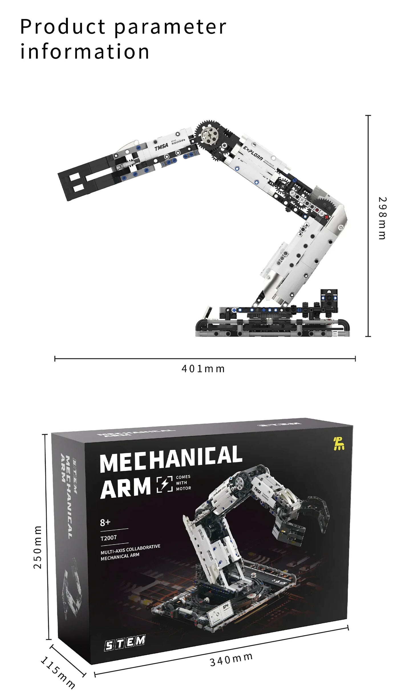 1029PCS Robotic Arm Building Blocks Set Remote Mechanical Arm Model Bricks Desktop Decoration Diy Toys For Kids Holiday Gifts