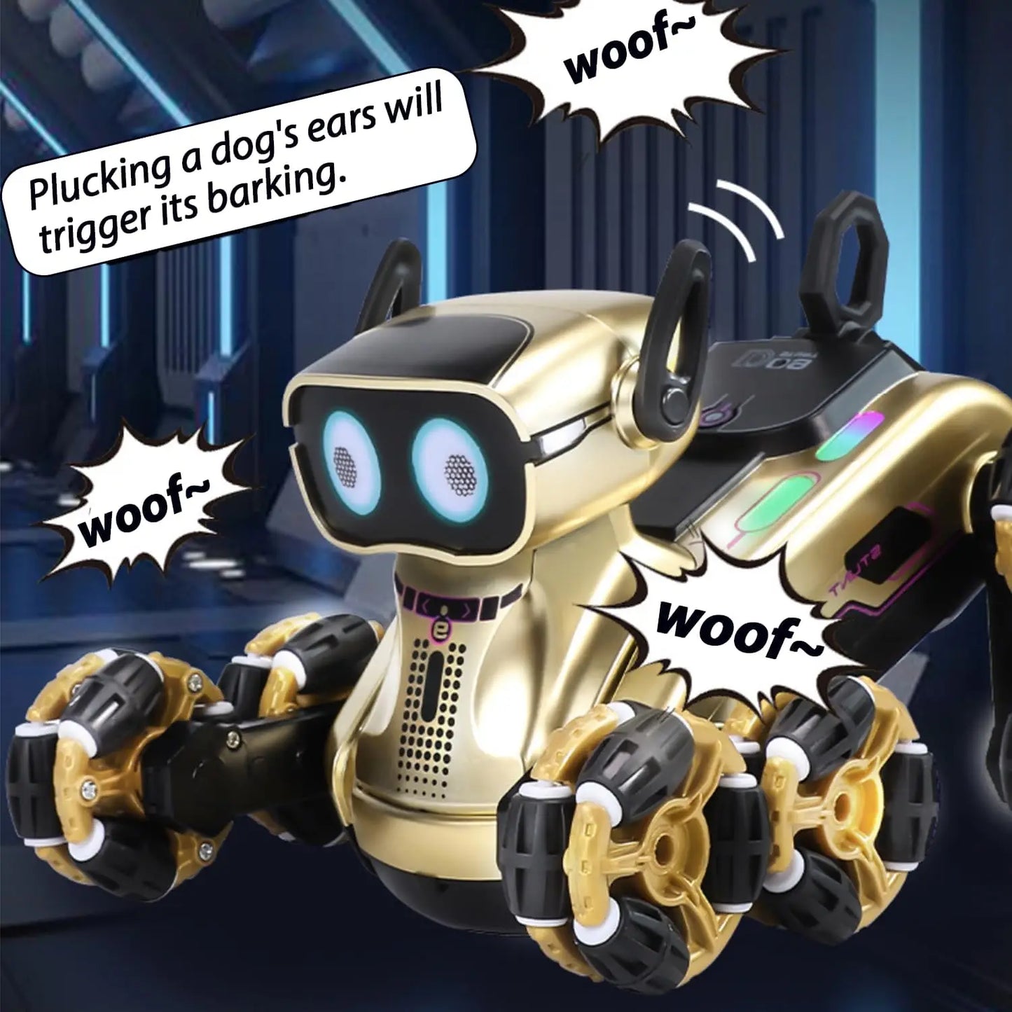 Robot Dog 2.4Ghz Remote Control Dog Gesture Sensing Stunt RC Cars with Music & Light, RC Robot Toys Gifts for Kids