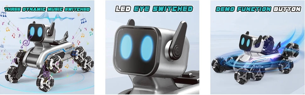 Remote Control Robot Dog | Gesture Sensing,Stunt Rc Cars, Interactive Pocket Emo Robot,Cool Lighting & Music