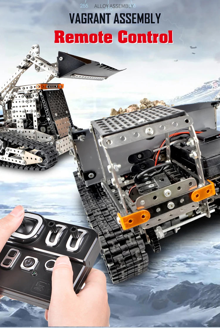 alloy bulldozer robot robot construction set robotics education kit robot kit mecano metal construction remote robotic kit