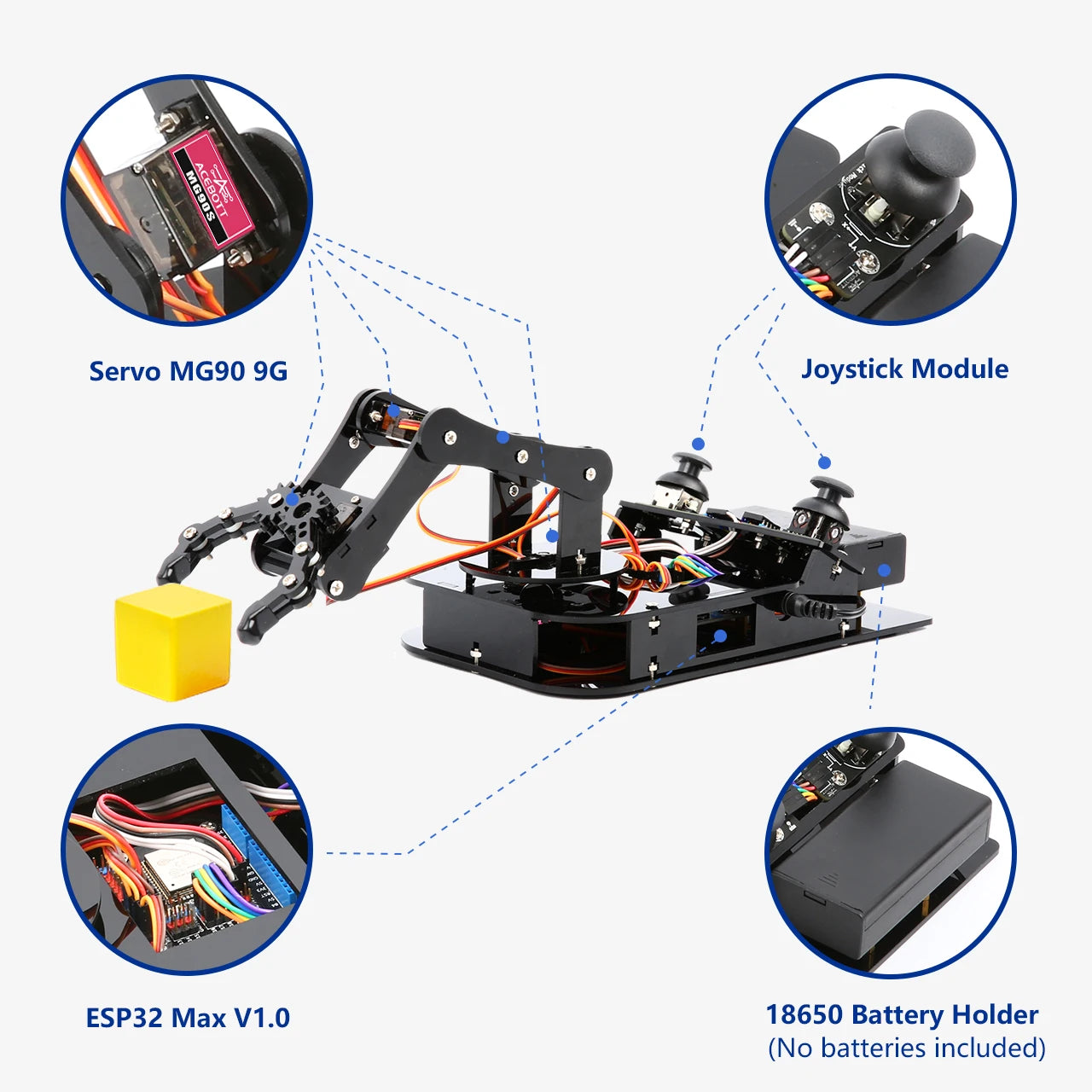 ACEBOTT ESP32 Robot Mechanical Arm Kit For Arduino DIY Desktop Educational Robot Arm for Arduino