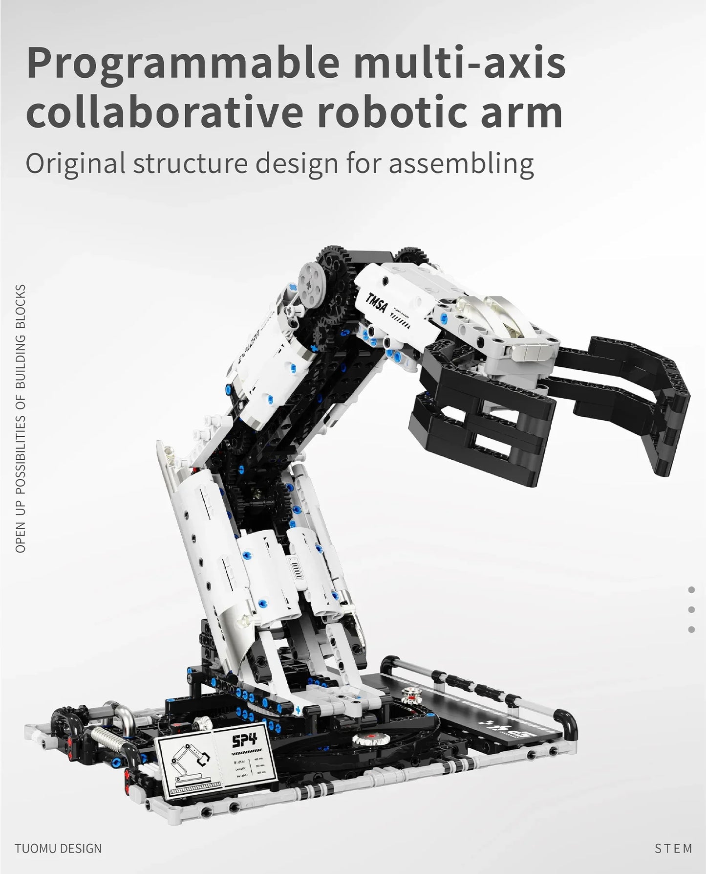 1029PCS Robotic Arm Building Blocks Set Remote Mechanical Arm Model Bricks Desktop Decoration Diy Toys For Kids Holiday Gifts