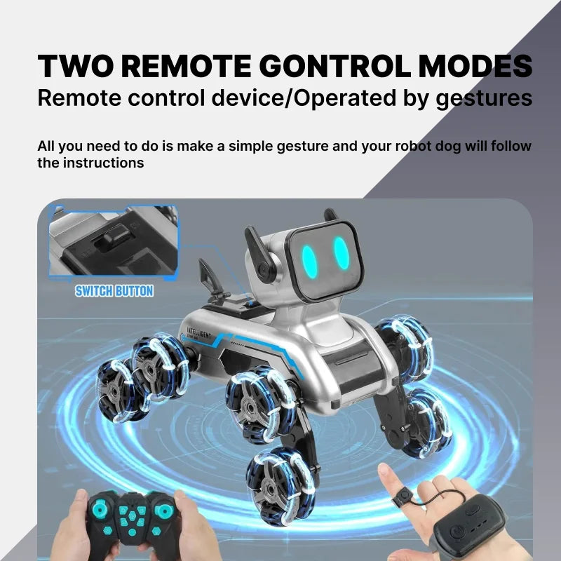 Remote Control Robot Dog | Gesture Sensing,Stunt Rc Cars, Interactive Pocket Emo Robot,Cool Lighting & Music