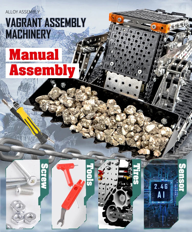 alloy bulldozer robot robot construction set robotics education kit robot kit mecano metal construction remote robotic kit