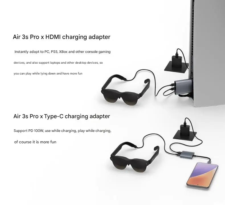 Rayneo Air3s Pro AR Smart Glasses 1200nits 135inches HD Screen 3840 Hz PWM 3D Glasses For Xbox PS5 Switch