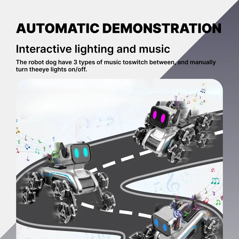 Remote Control Robot Dog | Gesture Sensing,Stunt Rc Cars, Interactive Pocket Emo Robot,Cool Lighting & Music