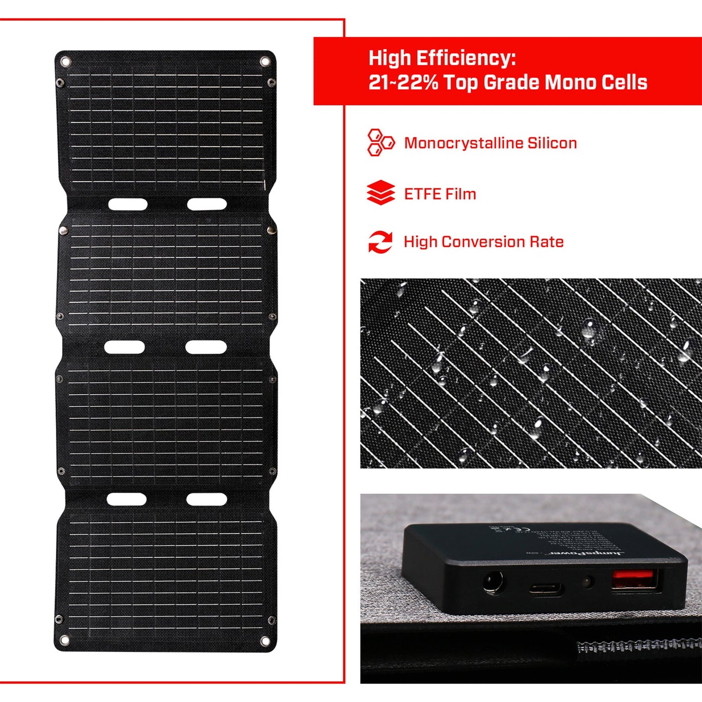 NNEDSZ 60W Solar Panel Portable Charger JumpsPower Power Generator Foldable-4